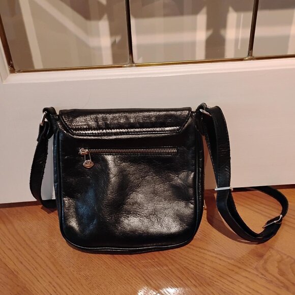 The Trend Black Crossbody Bag. Genuine Italian Leather - Picture 3 of 3
